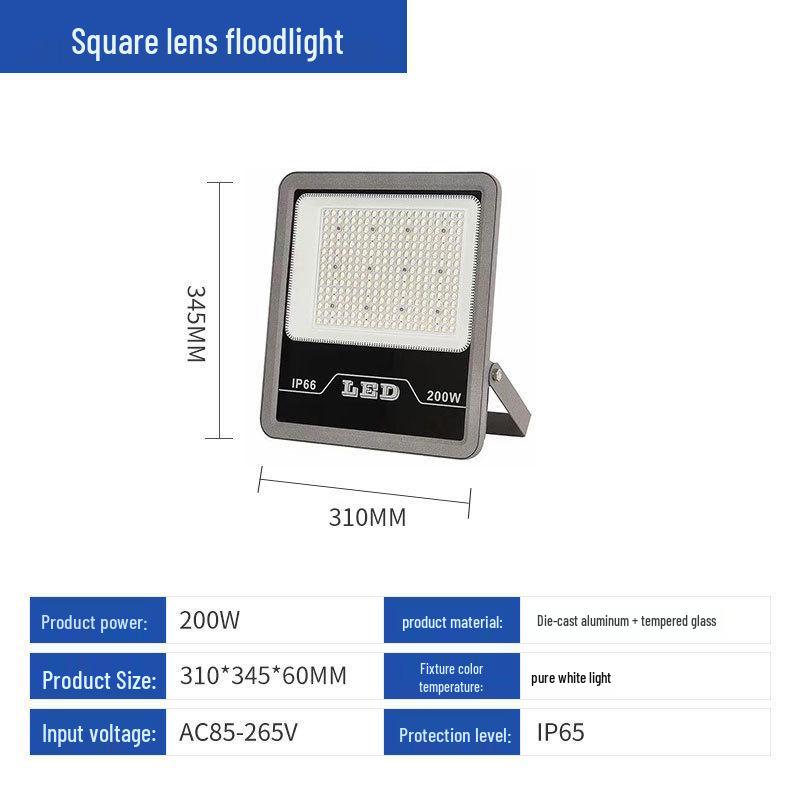 500W Waterproof LED Floodlight for Outdoor, Workshop, and Construction Site - Super Bright High-Power Spotlight