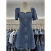 2025 Summer Women's Lace Denim Short Dress - Age-Reducing Design, Slimming Tummy Control, Thin Style