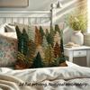 Pine Tree Forest Pillow Cover 2D Embroidered Print Woodland Mountain Cushion Case For Sofa Bed Couch Rustic Cabin Home Decor