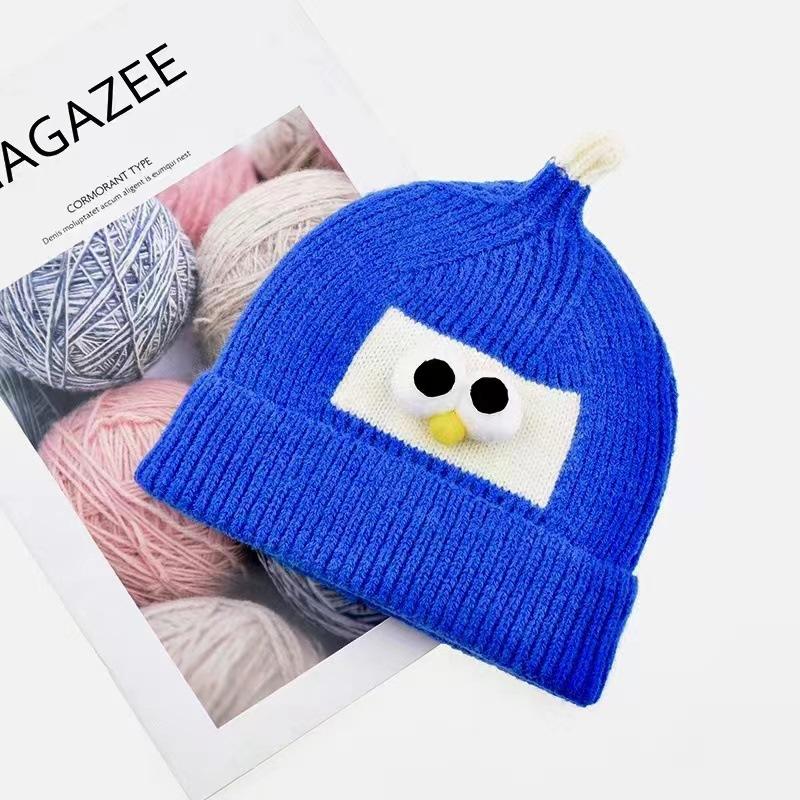 Baby Hat Cute Bear Knitted Ear Hat Children's Winter Thickened Warm Wool Hat Korean Version of Infant Hat