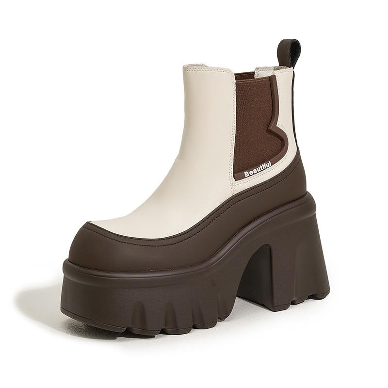 

Женские ботинки Мартин на платформе в британском стиле, осень-зима 2025, на высоком толстом каблуке, полусапоги, маленькие ботинки-маффины на танкетке, увеличивающие рост, ботинки-сигареты 39 слюда