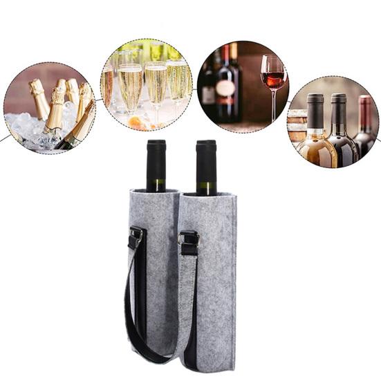 Wine Carrier Tote Bag with Handle Fall Prevention Champagne Beer Beverage Bottle Packaging Bag Felt Handbag