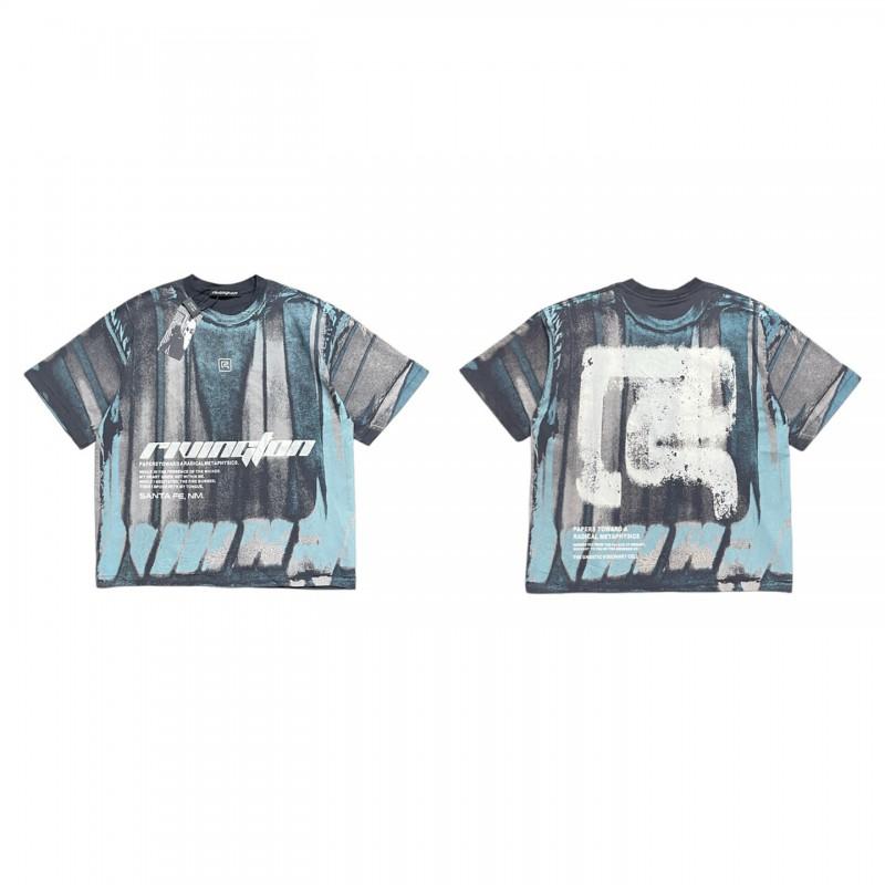 Herren locker geschnittenes Baumwoll-T-Shirt mit kreativem Buchstabenaufdruck lässiges Kurzarm-T-Shirt Herbst