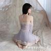 Sexy nightdress big butterfly neck suspender skirt mesh robe set women's pajamas Douyin popular home nightdress