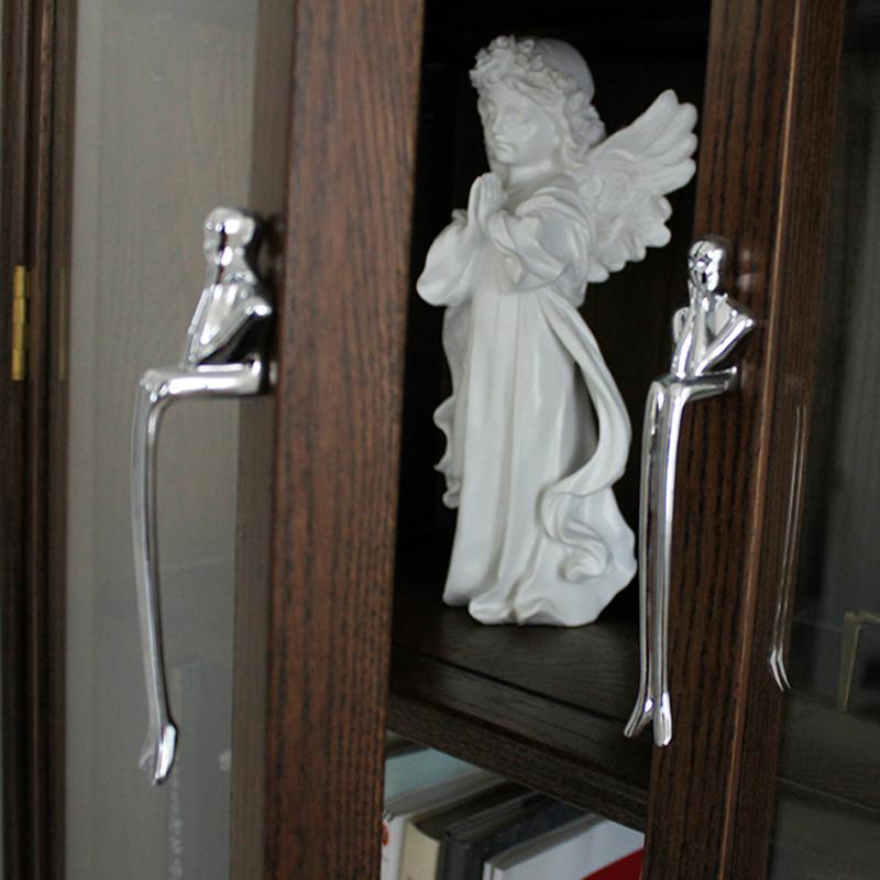 Brass Handle Nordic Modern Simple Wardrobe Door Cabinet Drawer Luxury Humanoid Copper Cabinet Creative Long Handle Drawer Knobs