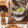 1 Pz Ciotola da Cucina Stile Coreano Ciotole Durevoli in Acciaio Inossidabile per Vino di Riso Domestico Piatto per Snack con Doppie Anse Ciotola per Noodles Istantanei