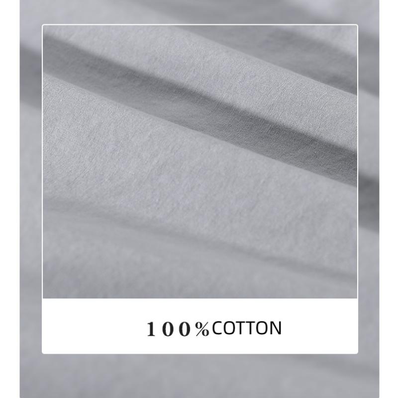 Summer Men's Casual Shirt Daily Pure Cotton Short Sleeve Shirt Lapel Collar Solid Color Double Pockets Shirt Youth Simple Style Men Clothing