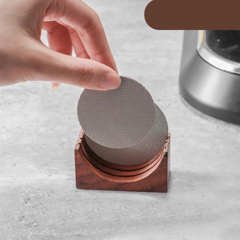 51/53/58MM Portafilter Espresso Universal Filter Storage Rack Coffee Puck Screen Stand Reusable Wooden Coffee Filter Stand