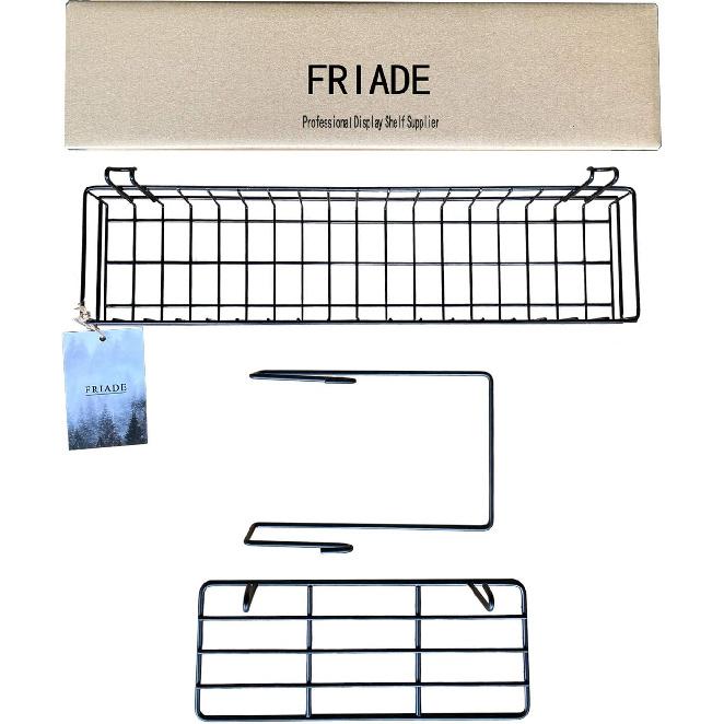 FRIADE Wall Grid Panel Hanging Basket with Hooks,Bookshelf,Display Shelf,Wall Organizer and Metal Shelving for Home Supplies,1 Set of 3 (Black)