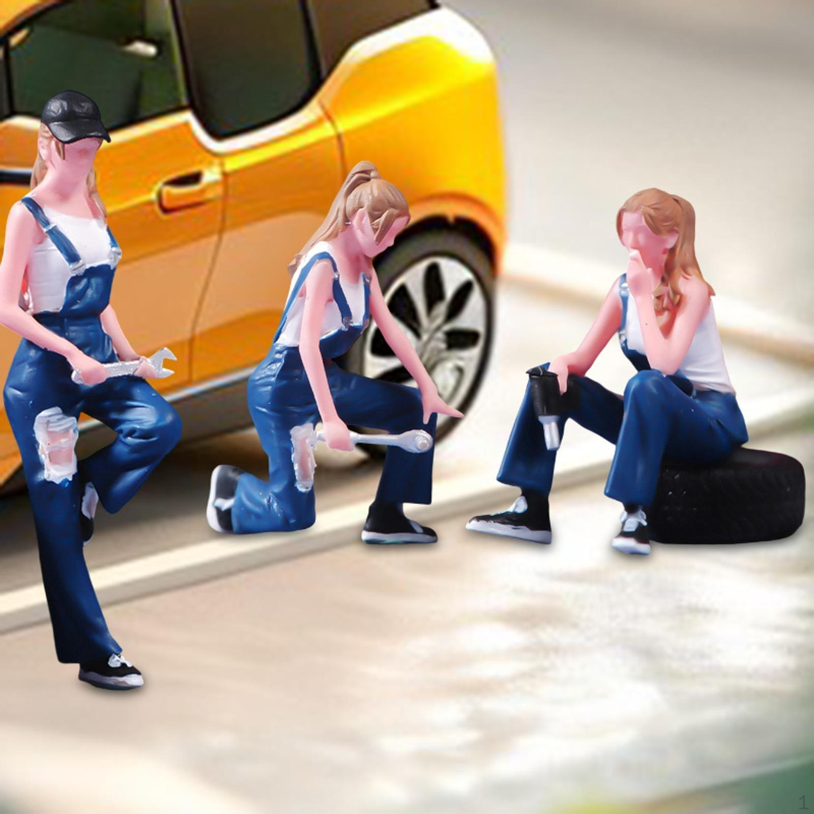 3 шт. Миниатюрные фигурки людей масштаба 1/64 Фигурки людей Женские Автомобильные Окрашенные Крошечные Маленькие Микро
