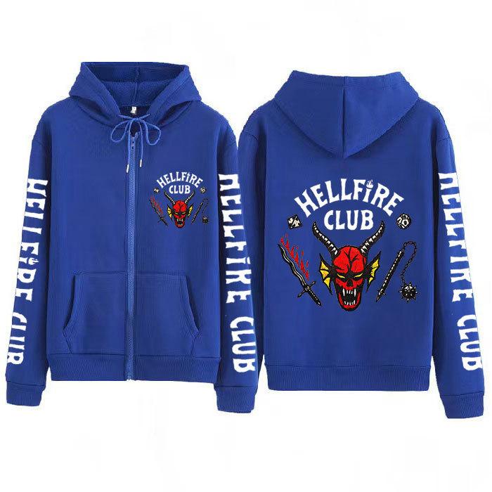 Stranger Things Printed Hooded Loose Zipper Jacket