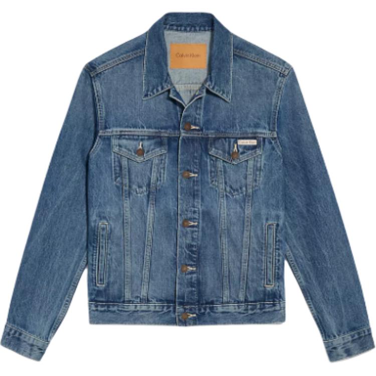 Calvin Klein Classic Truck Driver Denim Jacket With Rigid Pointed Collar Men Jackets Medium-Blue 40TM715420