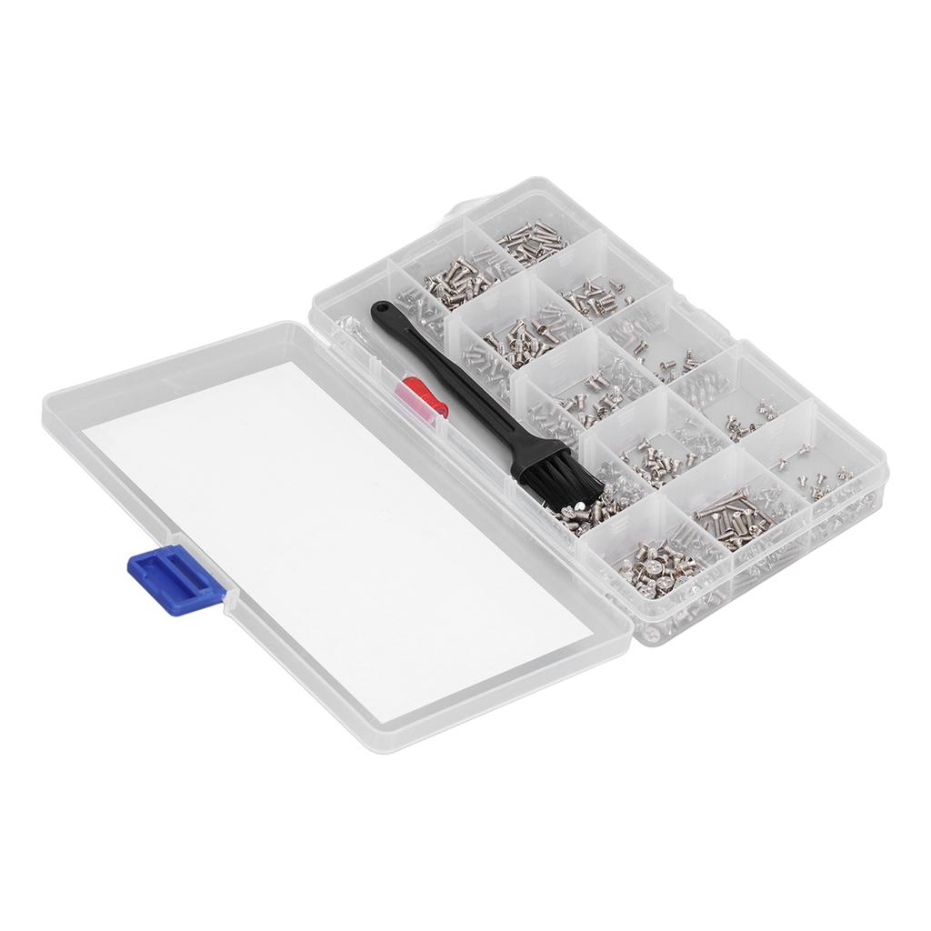 600 Stück Computerschrauben Sortiment-Kit Flachkopf M2 M2.5 M3 mit Schraubendreher Bürste(Silber )