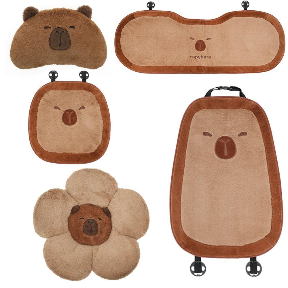 Soft Capybara Car Seat Cushion Plush Waist Pillow Cute Car Headrest  Car Decoration
