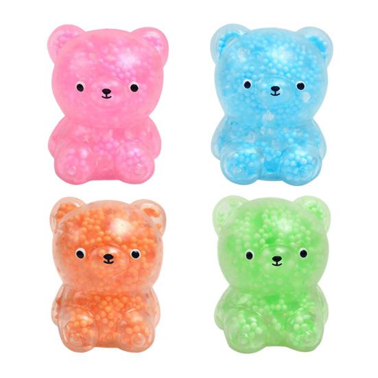 Glitter Bear Squeeze Toy Stress Relief Foam Bead Filled Bear Sensory Toy Anxiety