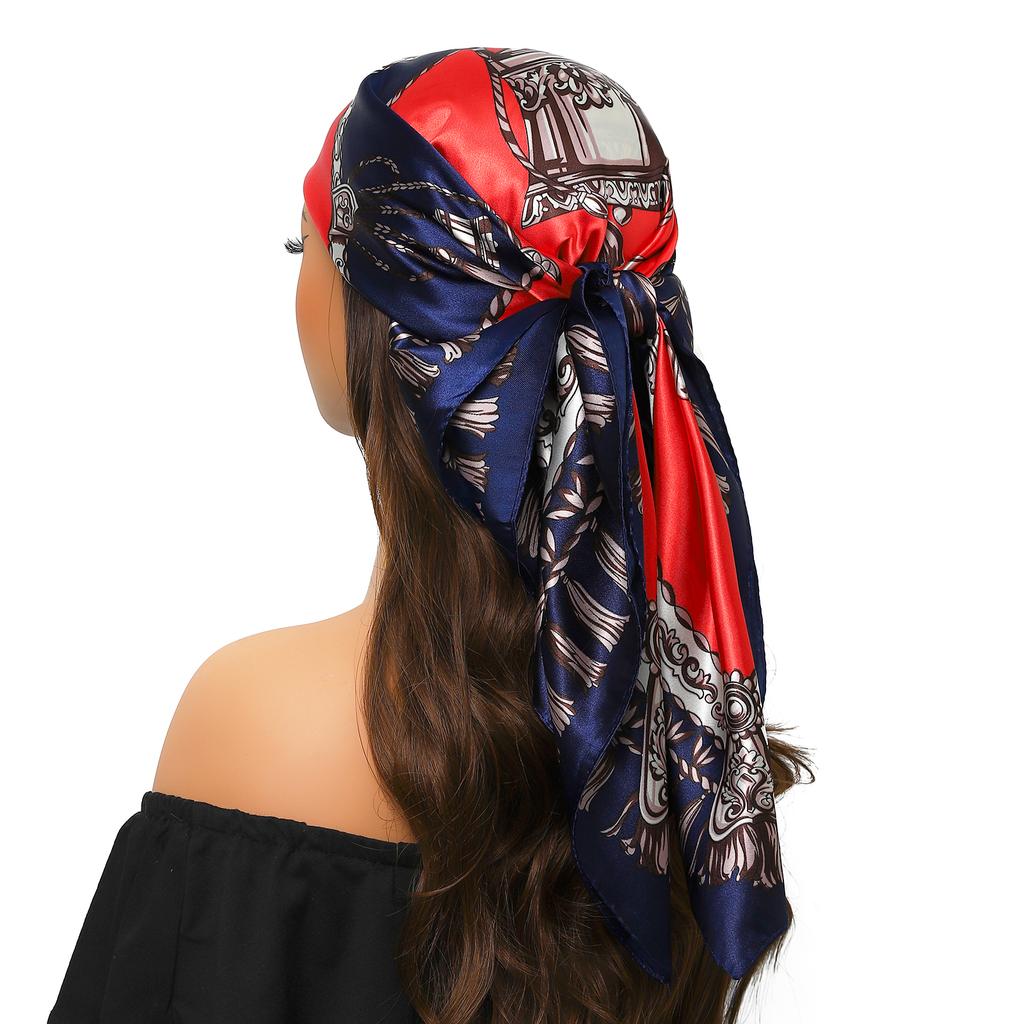 Silk Scarves Women Luxury Brand Summer Fashion Designer Head/Hair Scarf 90*90cm Hijab Bandana Cheveux Foulard Femme 90X90CM