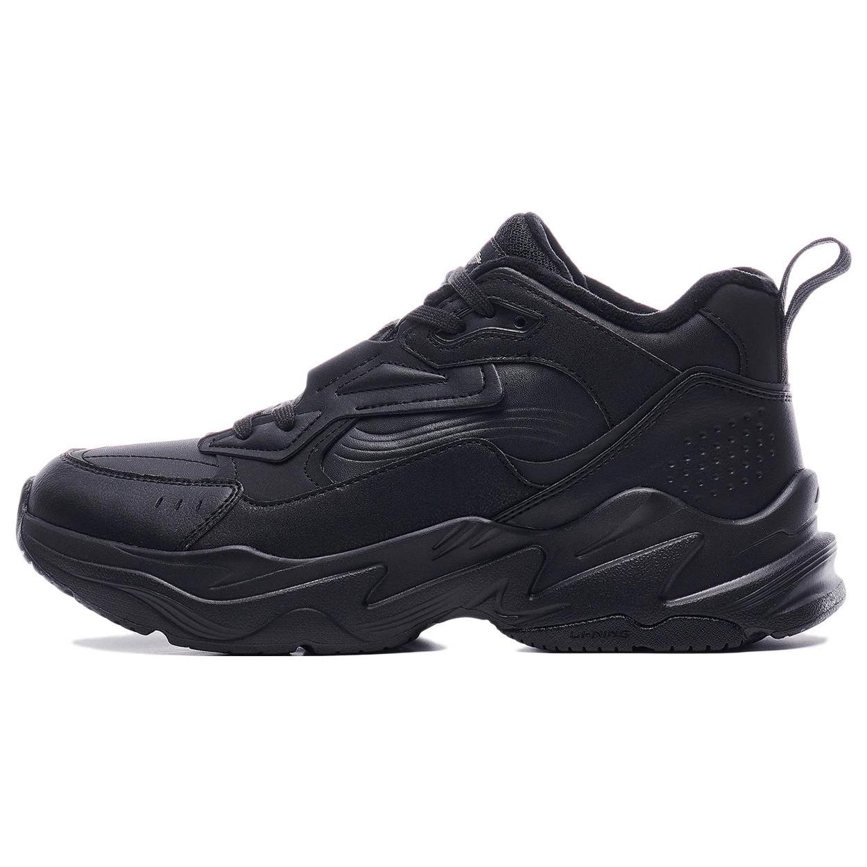 

Li Ning Defender Comfortable Slip Resistant Mid top Casual Shoes Men s Black Fleece lined AGLT127-1 39