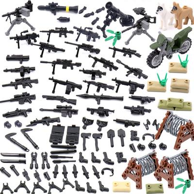 Moto barrage routier sac de sable arme lourde soldat armée pistolet armes militaires minifigures bloc de construction brique jouet