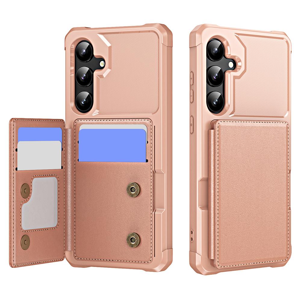 For Samsung Galaxy S24+ Case Card Slot Kickstand Leather+TPU Reinforced Corner Phone Cover
