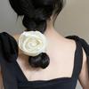 Flower Design Korean Hair Bands Satin Material Big Flower Scrunchies Satin Hair Rope  Korean Style