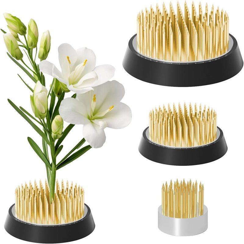 

For Ikebana Compatible Flower Frog Pin Holder(3 Pcs), Metal Vase Arrangement Tool For Home Decorations Crafts, DIY Projects золотой