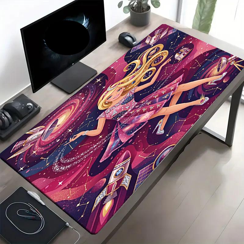 Barbie Print Mouse Pad, Anti‑Slip Desktop keyboard Mat, for PC Laptop Gaming Working Daily Use, Cool Festival Surprise Gift
