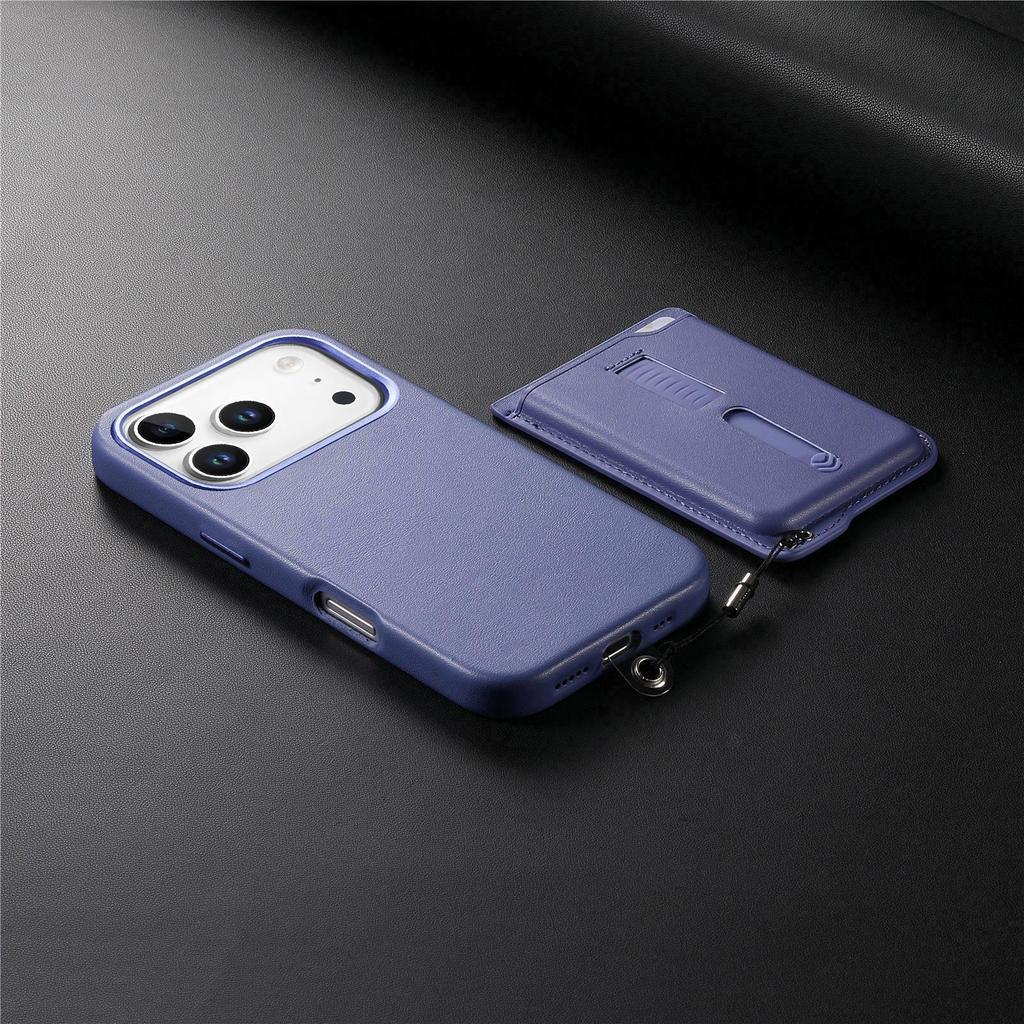 iPhone 17 Magnetic Card Holder Case with Anti-Lost Strap & Drop-Proof Cover, Compatible with 15 Pro & 16 Pro Models