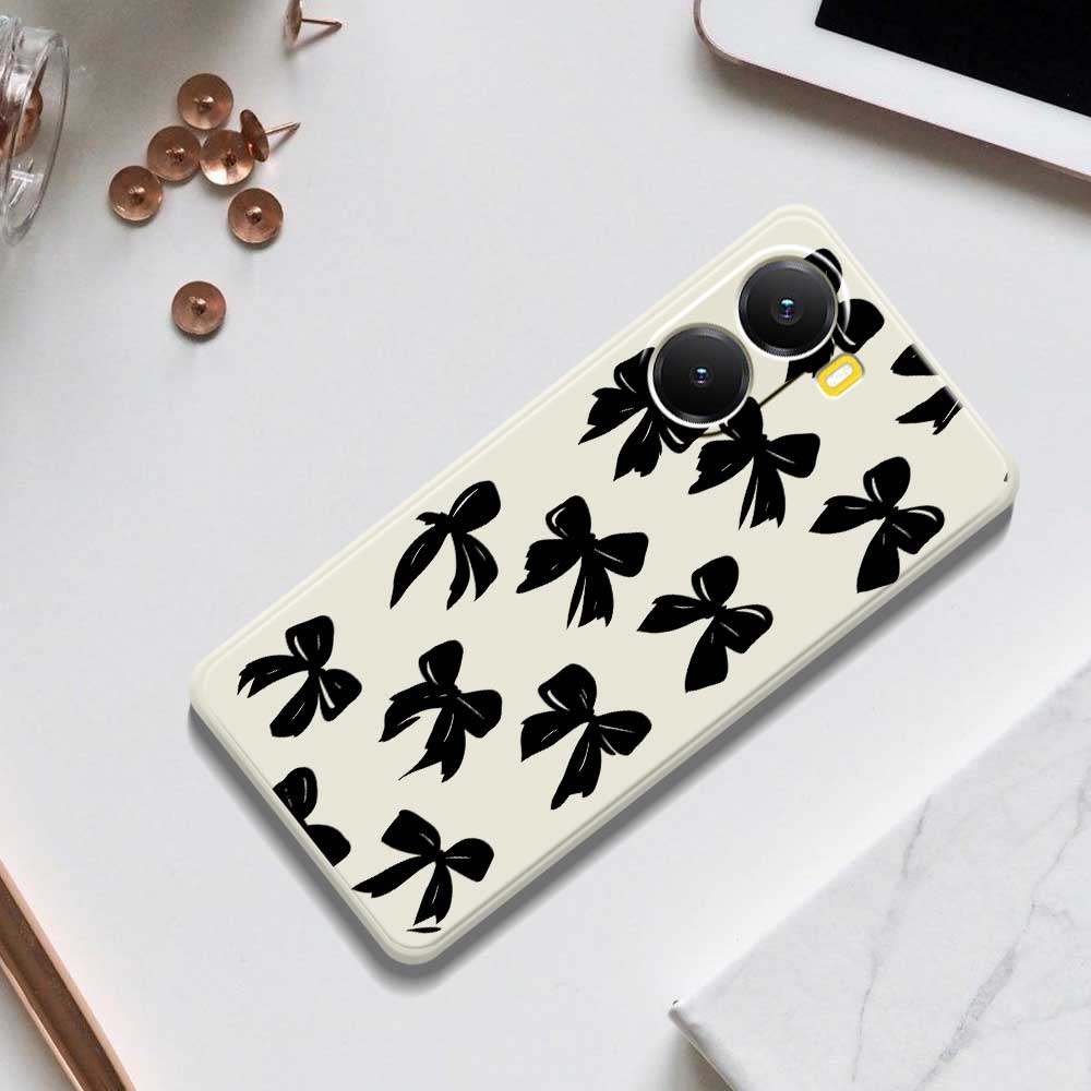 For Xiaomi Redmi Turbo 4 5G/Poco X7 Pro 5G Case Black Bow Pattern Printing Straight Edge TPU Phone Back Cover