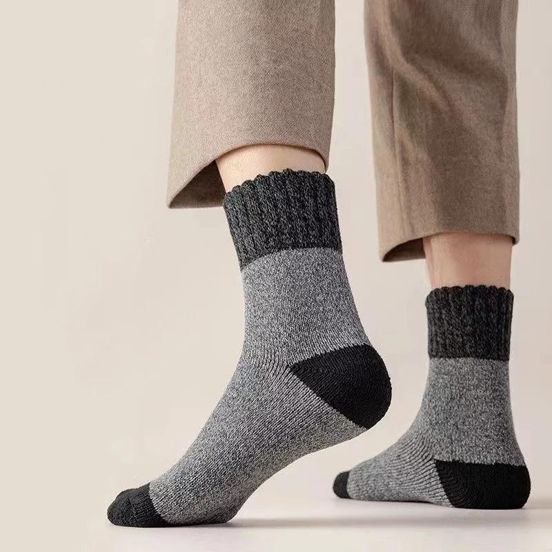 5Pairs/Lot Winter Warm Men's Woman Socks Super Thick Wool Solid Socks Merino Wool  Keep Warm Cold Resistant Snow Socks EU38-46