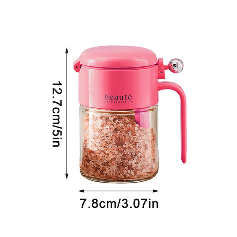 Seasoning Organizer Jars, Glass Containers, Airtight Lid Design, Built-In Spoon Dispenser, Spices Bottles For Pantry Drawer