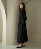 Dijainowol Collar Shirred Long Maxi Dress_Black