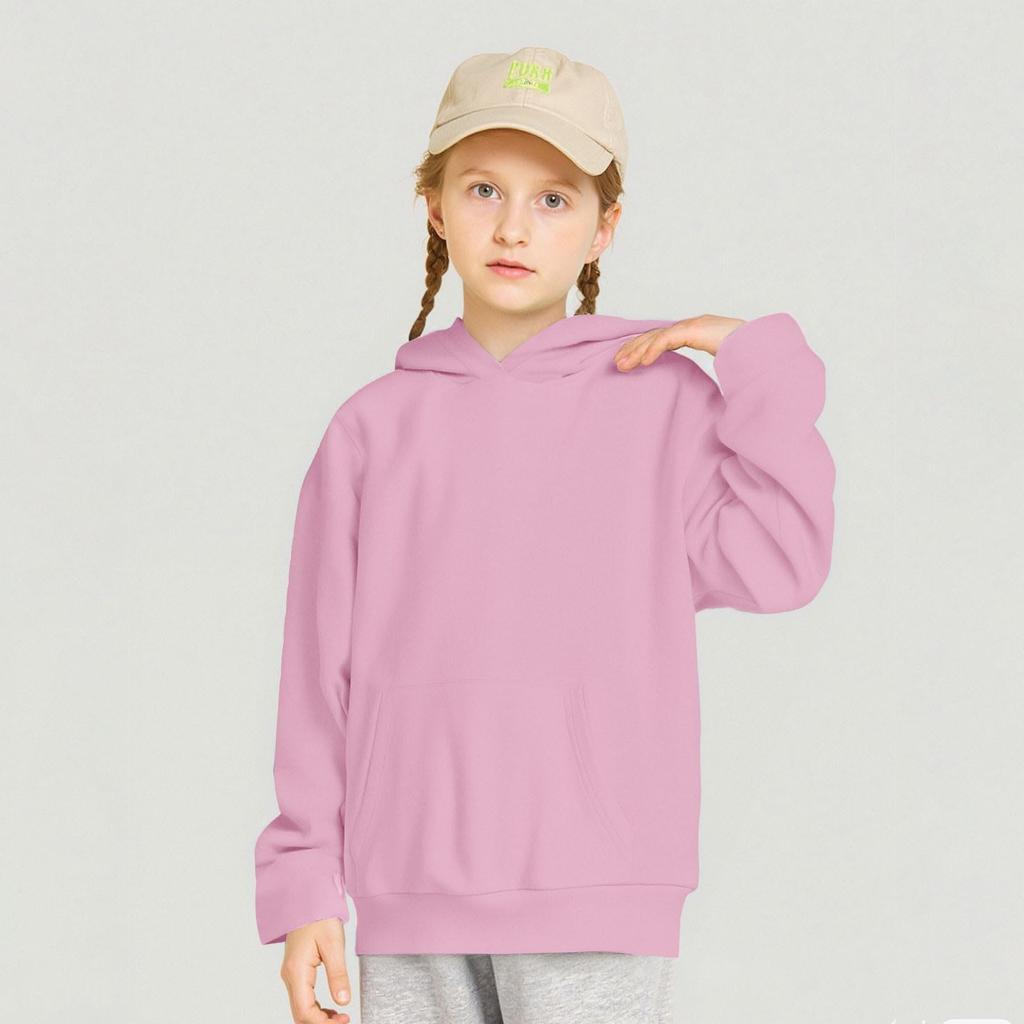 Kids Hooded Pullover Sweatshirt - Color Loose Fit Casual Top for Boys and Girls