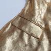 Traje de Pantalón de Moda Tendencia Cuello Personalizado con Lentejuelas Top de Color Sólido + Micro