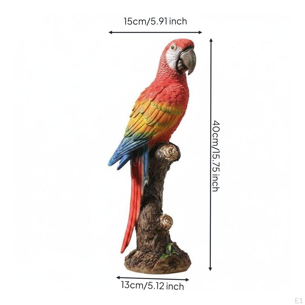 Resin Parrot Model Lively Colors Realistic Statue Fine Workmanship Colorful Bird Sculpture