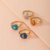 Women Gold Geometric Ring Colorful Enamel Lightning Star Moon Pattern Minimalist Chic Jewelry For Girls