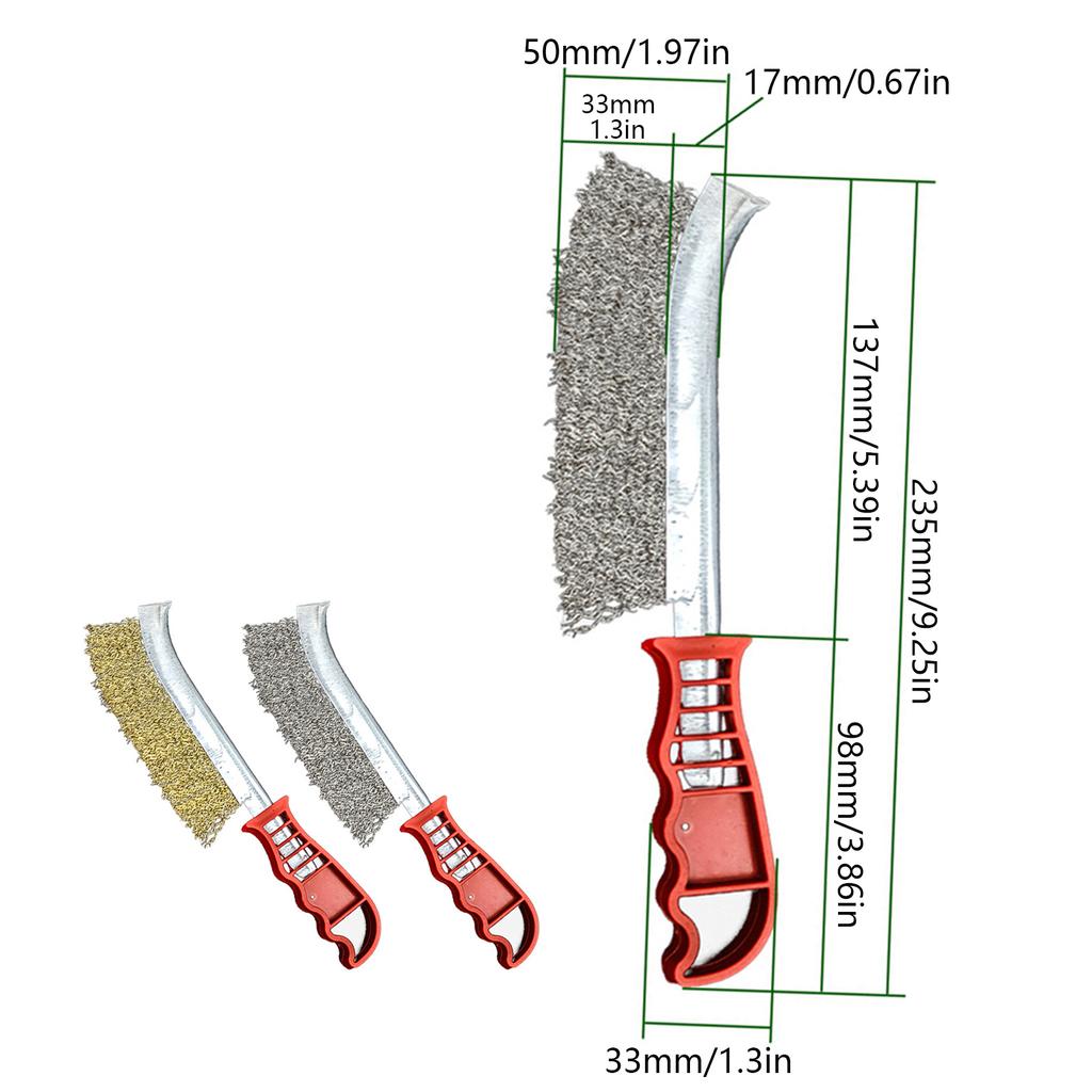 Wire Brush Set 2Pcs Stainless Steel Wire Brushes for Cleaning Metal Rust Dirt with Ergonomic Handle Grip