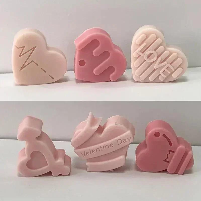 Pink Color Handmade Molds Creative 6-grid Multi Love Silicone Mold Romantic Valentine's Day DIY Chocolate Candy Molds Accessory
