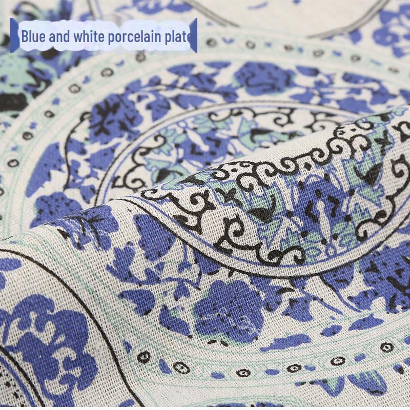 Floral Plaid Cotton-Linen Fabric for Tablecloths, Curtains, Sofas, and DIY Projects