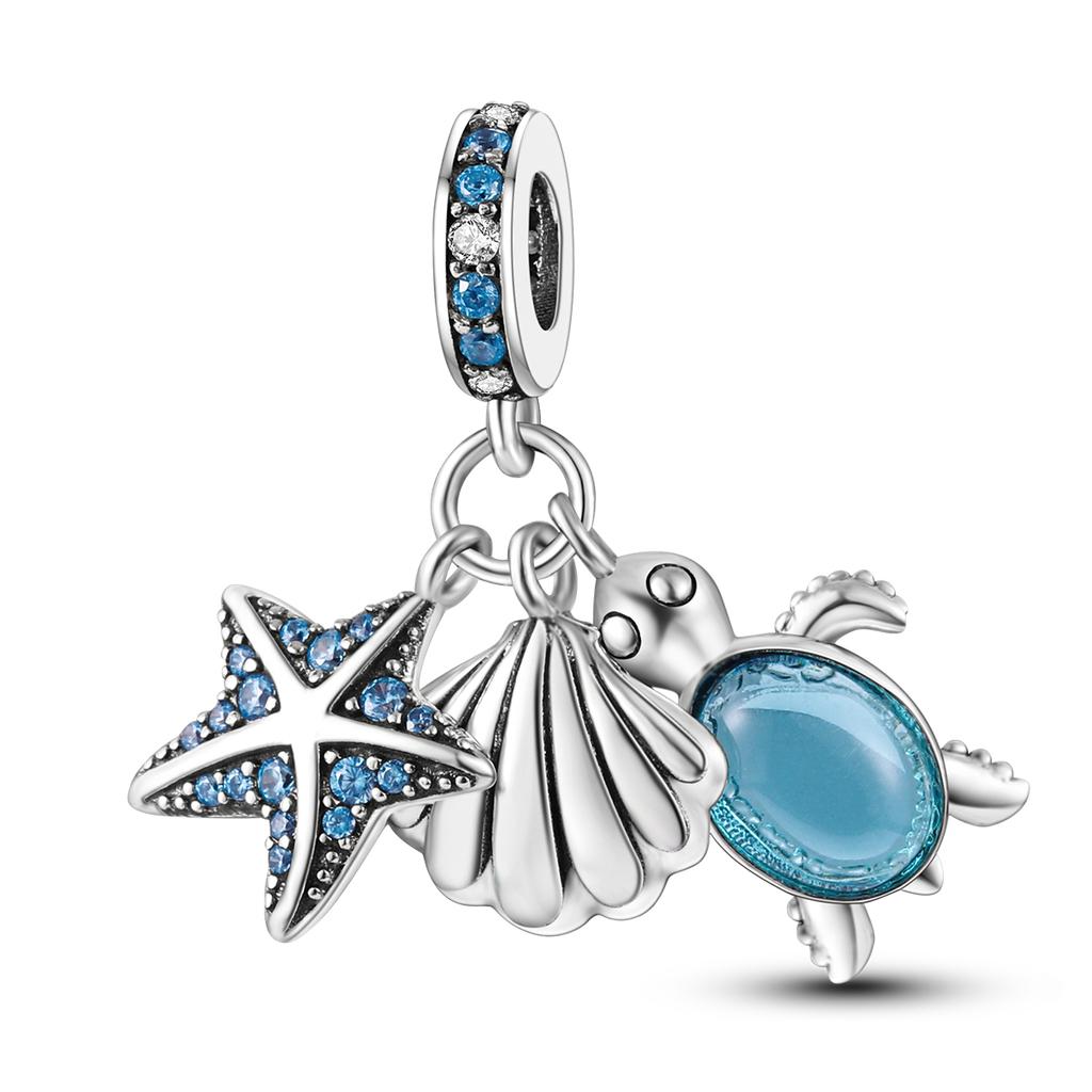 New Summer Charms Beads Pendant Copper Turtle Shell Ocean Fruit Summer Blue Charms For Bracelet Women Jewelry Gift