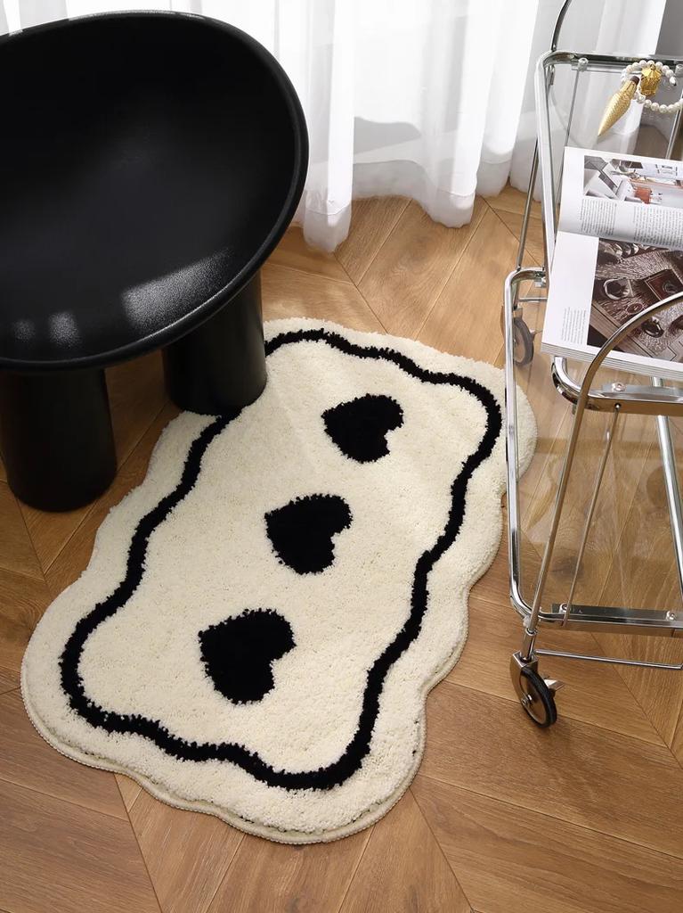 Bathroom non slip absorbent foot pads Living room bathroom soft rug Toilet flocking floor mat shower mat bathroom carpet