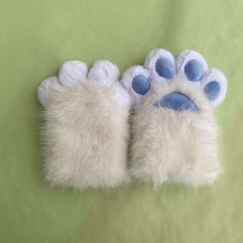 Kig animal scratch squeaky nail free furry animal paw gloves cos cat paw cute plush prop accessories