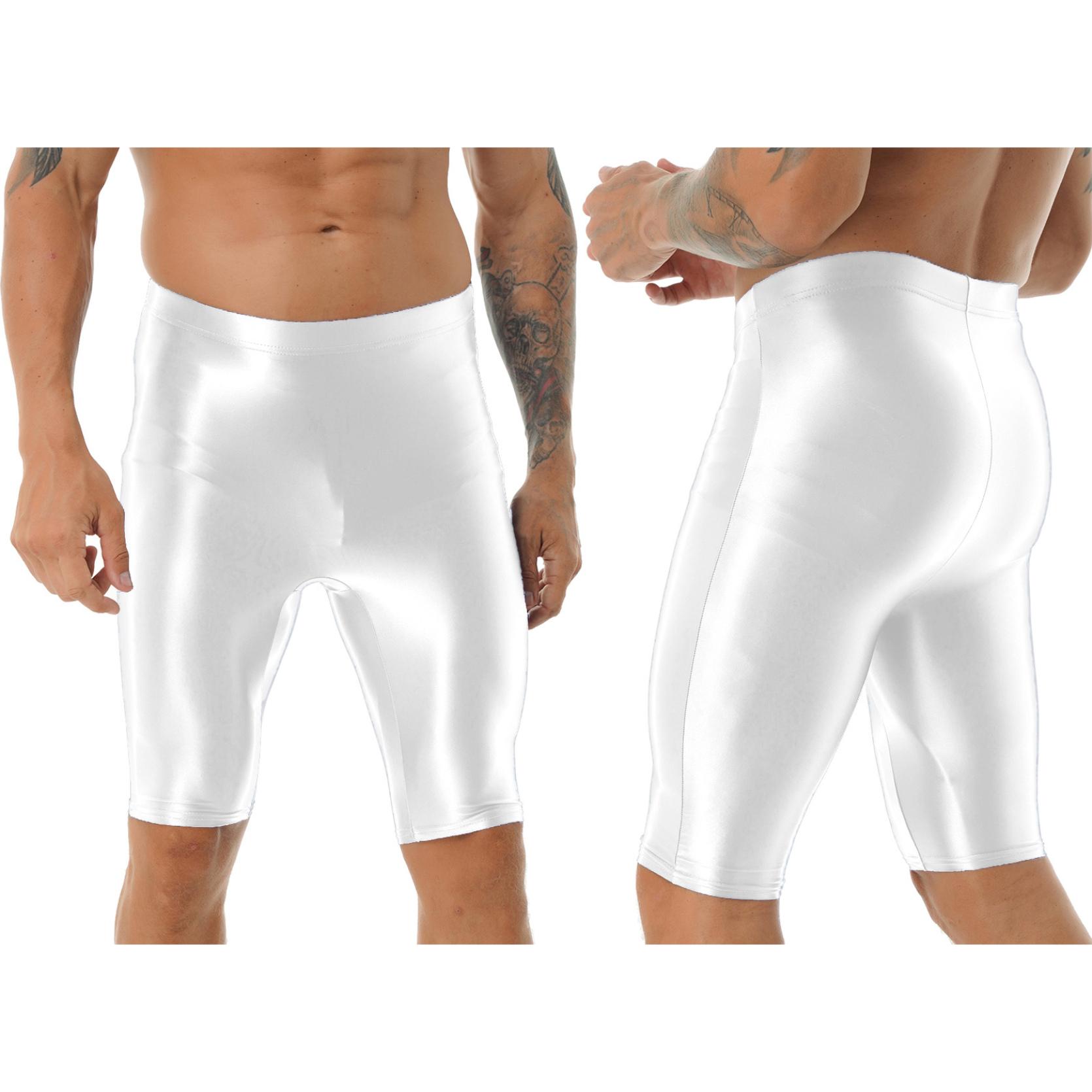 

Мужские глянцевые шорты с высокой талией, облегающие шорты для бега для активного отдыха XL белый