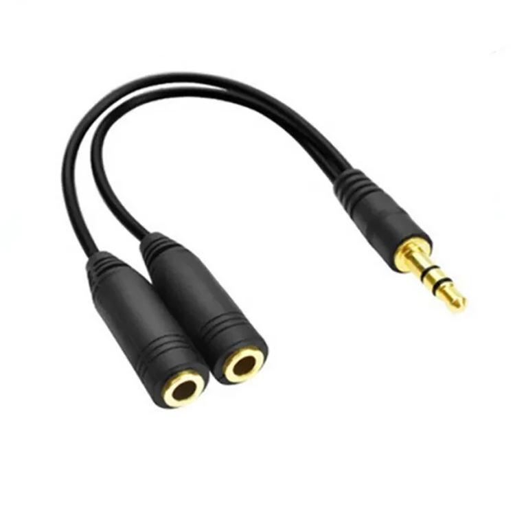 

Аудиоразветвитель для гарнитуры мобильного телефона и компьютера 3,5 мм адаптер для пар чёрный