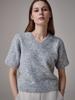 Saengleogsyu Balloon Short Sleeve Knit Blue Gray