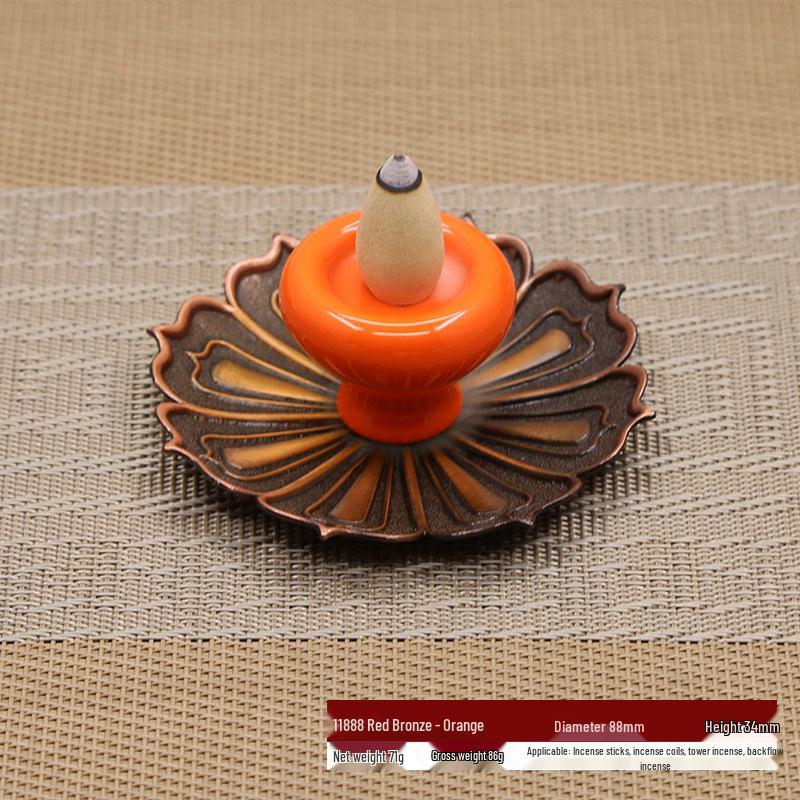 Ceramic Backflow Incense Burner & Holder: Japanese Ornament for Buddha Incense Sticks & Lotus Coil.
