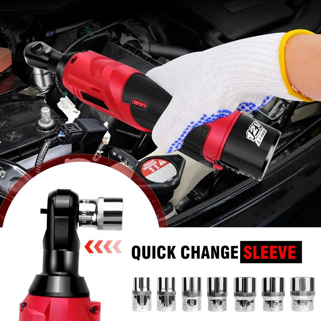 3/8 "Cordless Portable Electric Ratchet Wrench 200NM 90 ° Angle Wrench Professional 12V Power Ratchet Tool