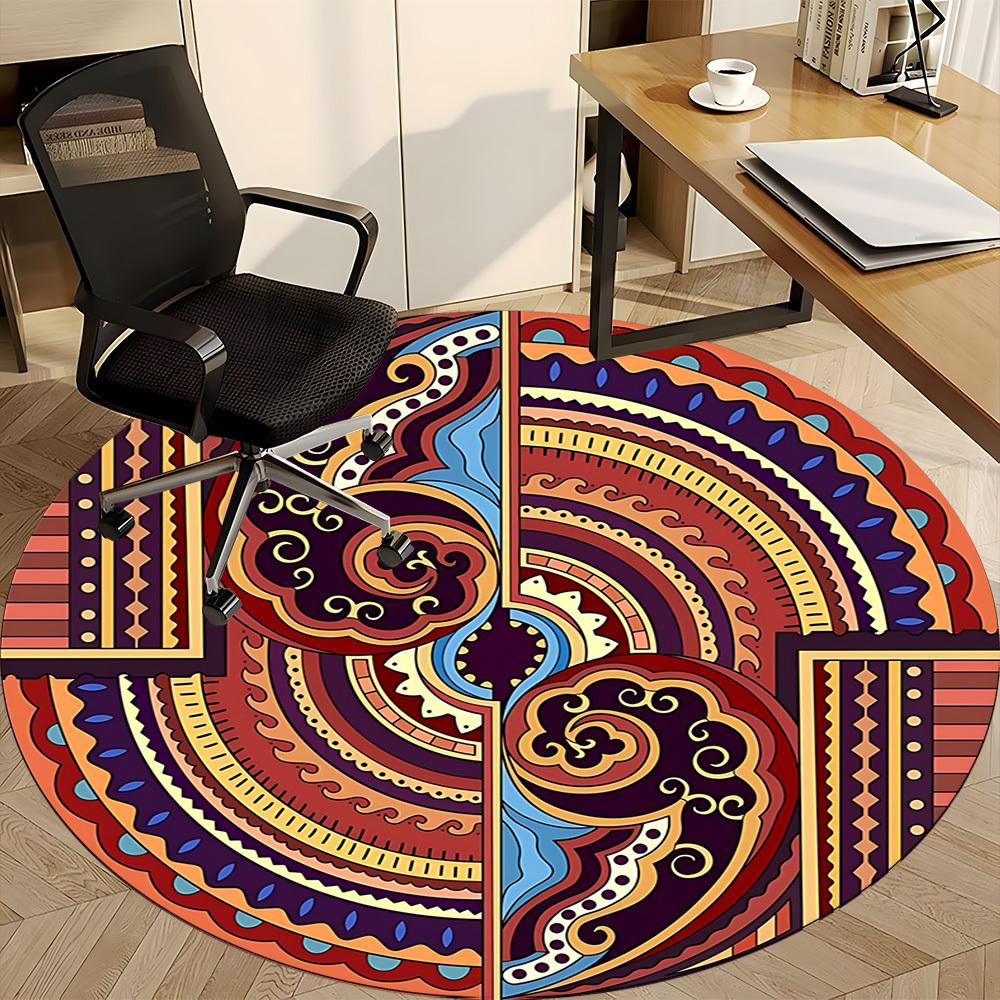 1pc Mandala Office Round Rug, Non-slip, Soft and Durable Office Rug for Interior Decoration, Perfect for Office, Beautiful Decoration Yy260324003