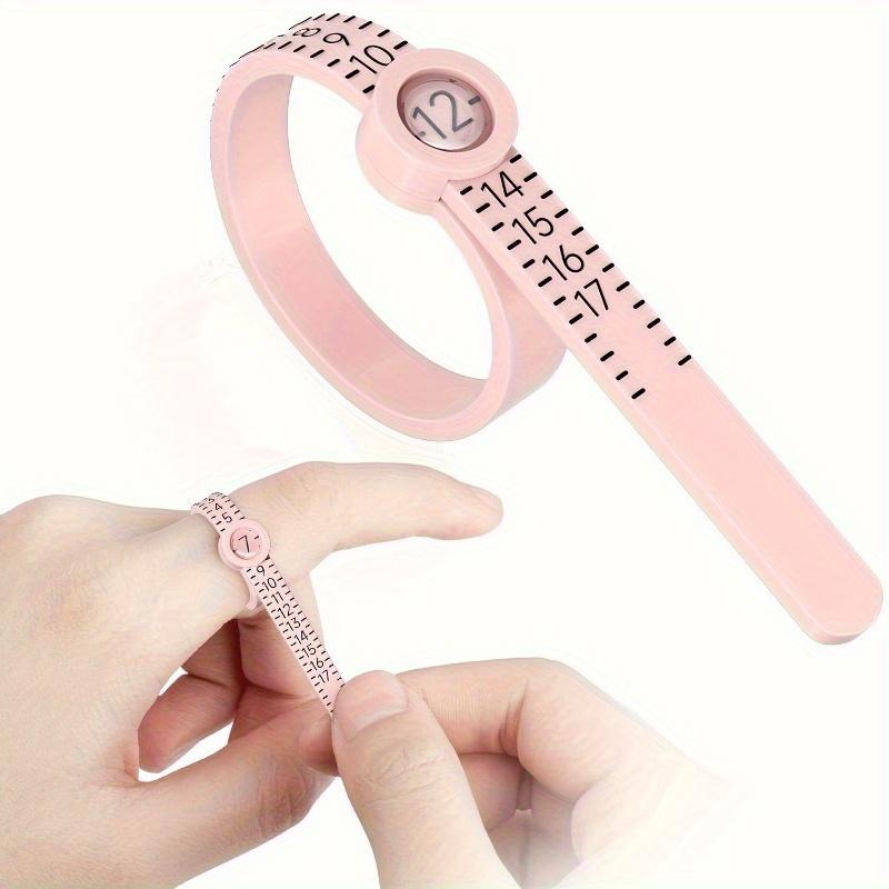 1pc Adjustable Ring Sizer Measuring Tool - Reusable Finger Size Gauge for Jewelry Sizing, 1-17 USA Ring Size Guide (Pink)