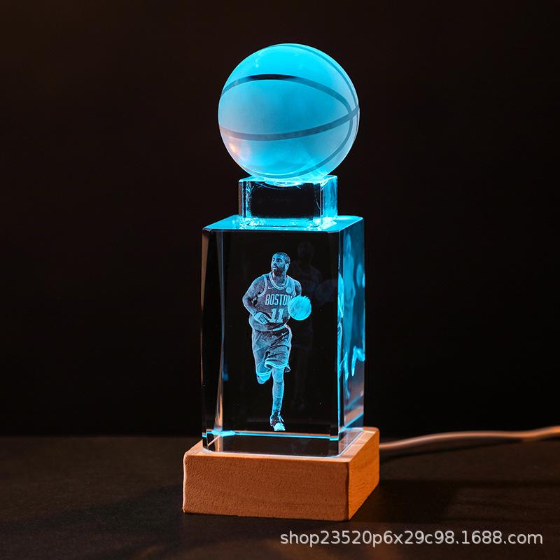 Crystal Engraved Kobe Basketball Star Luminous Night Light