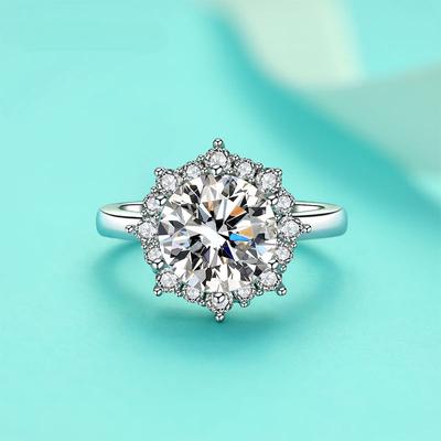 Hot Sale 18K White Gold Sterling Silver Luxury Wedding Ring D Color 3.5 Carat Flower Moissanite Diamond Rings Gem Jewelry